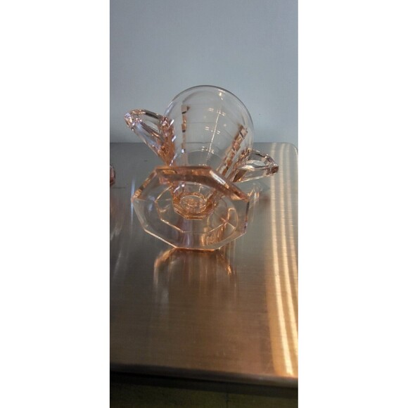 INDIANA GLASS Tea Room Pink Creamer and Open Sugar Depression Glass art deco - Picture 3 of 6